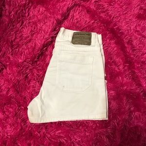 High Waisted Button Up White Vintage Jean Shorts